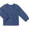 Sienna Long Sleeve Pleated Collar Blouse, Mini White Flowers - Blouses - 1 - thumbnail