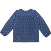 Sienna Long Sleeve Pleated Collar Blouse, Mini White Flowers - Blouses - 2