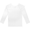 Romy Ruffle Shoulder Waffle Top, White - Shirts - 2