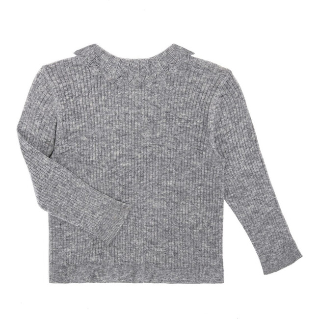 Quinn Lacey Collared Sweater, Grey - Maison Me Tops | Maisonette