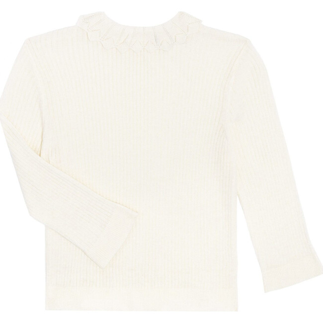 Quinn Lacey Collared Sweater, Cream - Sweaters - 1