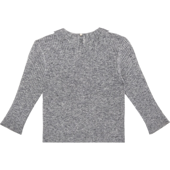 Quinn Lacey Collared Sweater, Grey - Sweaters - 2