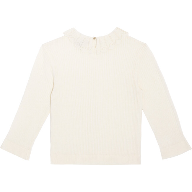 Quinn Lacey Collared Sweater, Cream - Sweaters - 2