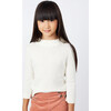 Quinn Lacey Collared Sweater, Cream - Sweaters - 4