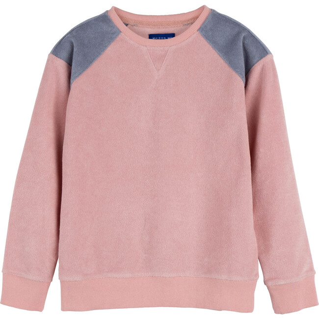 River Terry Sweatshirt, Pink & Dusty Blue - Sweatshirts - 1