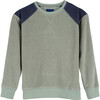 River Terry Sweatshirt, Light Sage & Dusty Navy - Sweatshirts - 1 - thumbnail