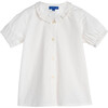 Stella Short Sleeve Pleated Collar Top, White - Shirts - 1 - thumbnail