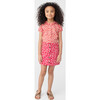 Stella Short Sleeve Pleated Collar Top, Red Scattered Bunnies - Shirts - 2