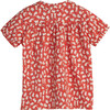 Stella Short Sleeve Pleated Collar Top, Red Scattered Bunnies - Shirts - 3