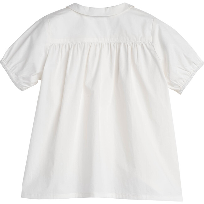 Stella Short Sleeve Pleated Collar Top, White - Shirts - 3