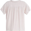 Stella Short Sleeve Pleated Collar Top, Dusty Red Stripe - Shirts - 3