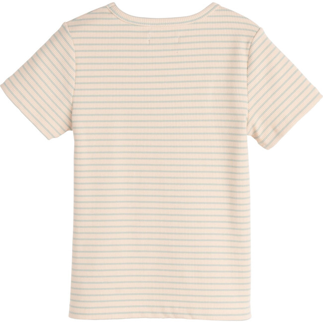 Rain Short Sleeve Ribbed Tee, Natural & Sage - Tees - 2