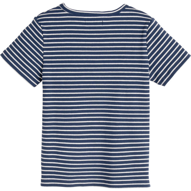Rain Short Sleeve Ribbed Tee, Sapphire Navy & White - Tees - 3