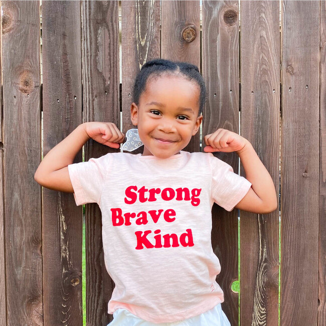 Strong Brave Kind Tee, Pink - Tees - 2
