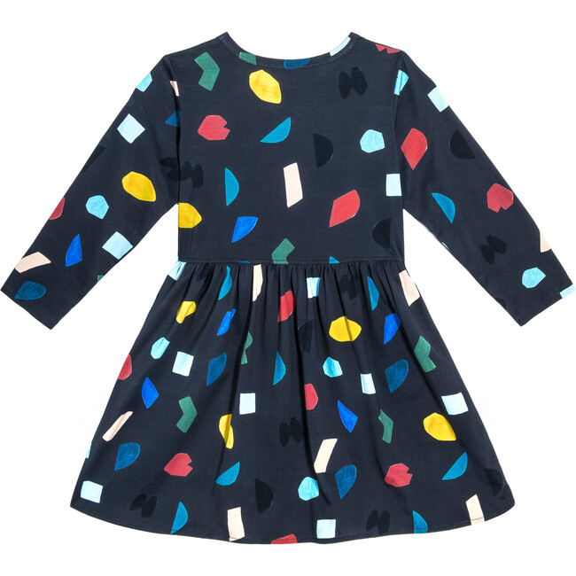 Marley Long Sleeve Jersey Dress, Navy Abstract Shapes - Dresses - 2