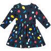 Marley Long Sleeve Jersey Dress, Navy Abstract Shapes - Dresses - 2