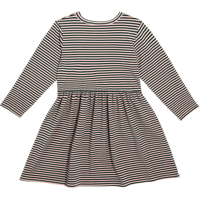 Marley Long Sleeve Jersey Dress, Blush & Green Stripe - Dresses - 2