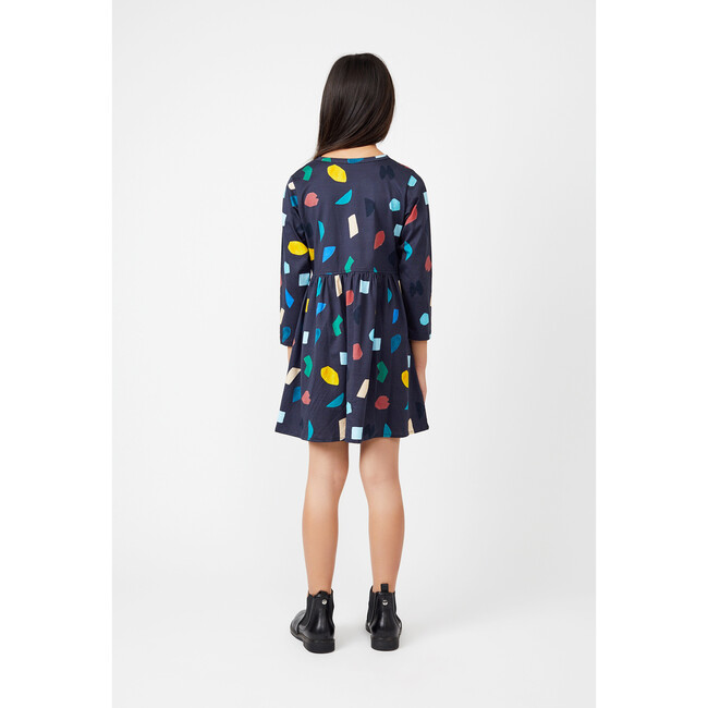 Marley Long Sleeve Jersey Dress, Navy Abstract Shapes - Dresses - 4