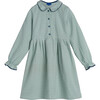 Emma Long Sleeve Collared Dress, Turquoise Blue Check - Dresses - 1 - thumbnail