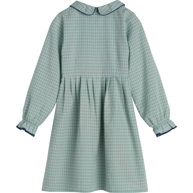 Emma Long Sleeve Collared Dress, Turquoise Blue Check - Dresses - 3
