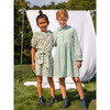 Emma Long Sleeve Collared Dress, Turquoise Blue Check - Dresses - 4
