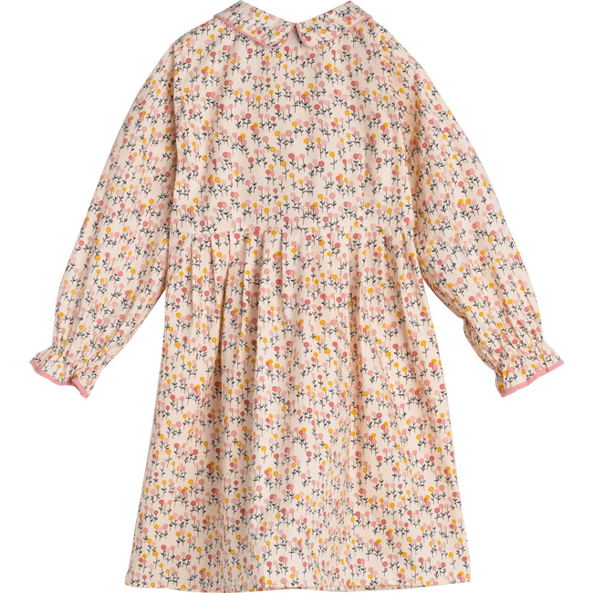 Emma Long Sleeve Collared Dress, White Lollipop Flower - Dresses - 3
