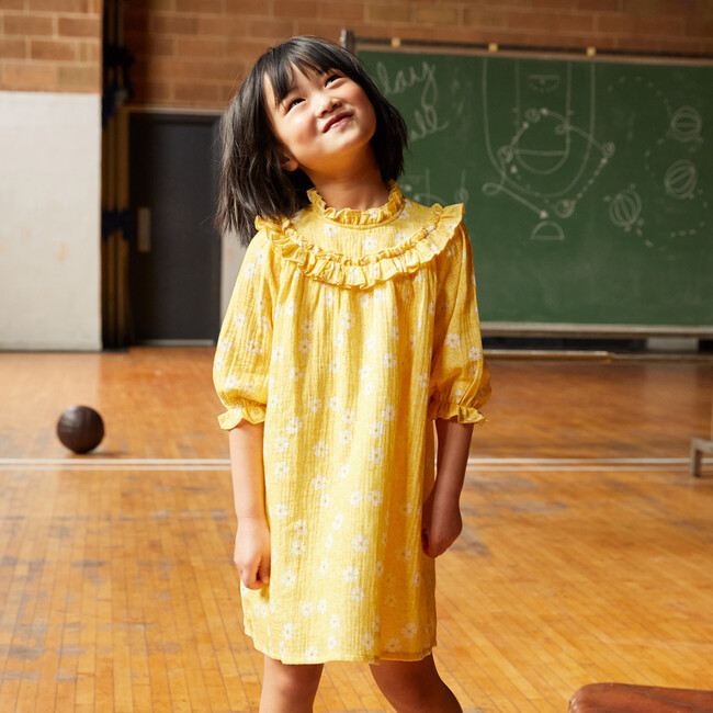 Cleo Dress, Sunshine Yellow Flower on Vine - Dresses - 2