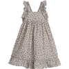 Mila Ruffle Tie Back Dress, Grey Scattered Bunnies - Dresses - 1 - thumbnail