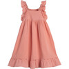 Mila Ruffle Tie Back Dress, Coral Cotton Muslin - Dresses - 1 - thumbnail