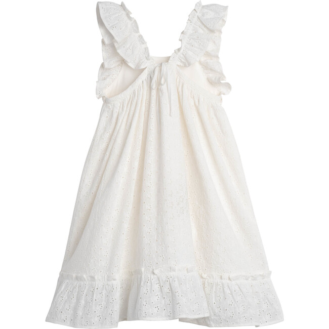 Mila Ruffle Tie Back Dress, Embroidered Cotton Voile - Dresses - 3