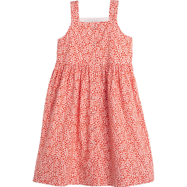 Olympia Button Front Dress, Pink Ditsy Floral - Dresses - 1