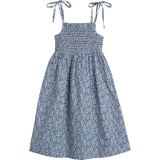 Rosie Smocked Dress, Blue Ditsy Floral - Dresses - 1