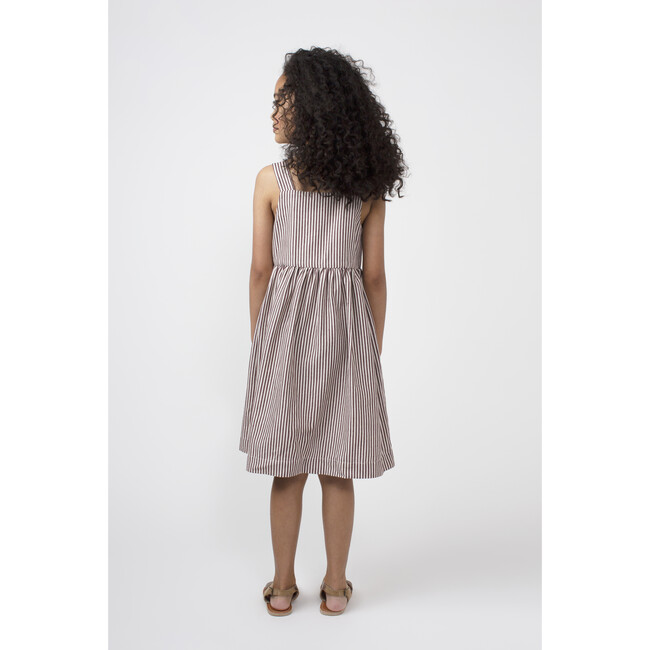 Olympia Button Front Dress, Mocha Stripe - Dresses - 6