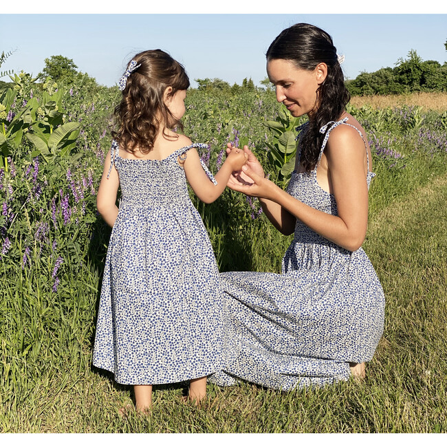 Rosie Smocked Dress, Blue Ditsy Floral - Dresses - 5