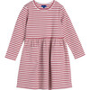 Marley Ribbed Long Sleeve Dress, Darker Dusty Rose Stripe - Dresses - 1 - thumbnail