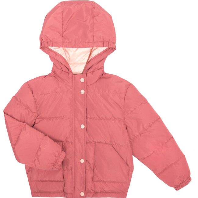 Ellis Down Puffer Jacket with Hood, Rose - Jackets - 1