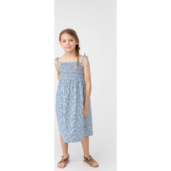 Rosie Smocked Dress, Blue Ditsy Floral - Dresses - 8