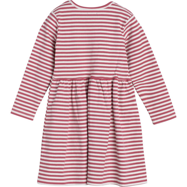 Marley Ribbed Long Sleeve Dress, Darker Dusty Rose Stripe - Dresses - 3
