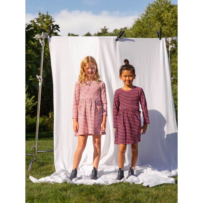 Marley Ribbed Long Sleeve Dress, Darker Dusty Rose Stripe - Dresses - 5