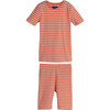 Emerson Short Sleeve Pajama Set, Coral Multi Stripe - Pajamas - 1 - thumbnail