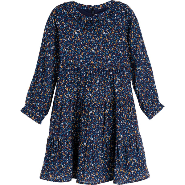 Clementine Tiered Dress, Blue Ditsy Flower - Maison Me Dresses | Maisonette