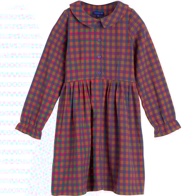 Emma Collared Dress, Red & Blue Check - Dresses - 1