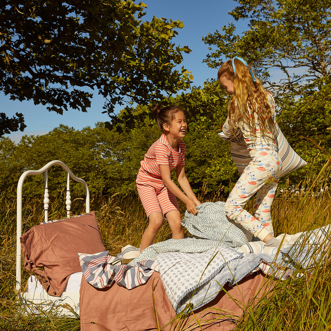 Emerson Short Sleeve Pajama Set, Coral Multi Stripe - Pajamas - 8