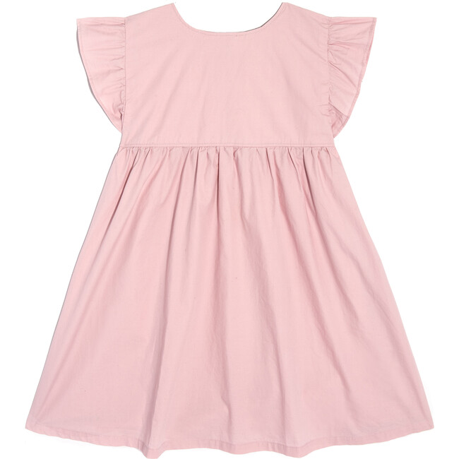 Charlotte Ruffle Sleeve Dress, Blush Cotton Poplin - Play Dresses - 1