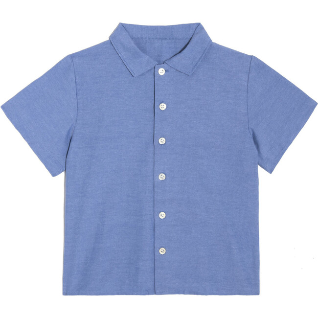 Ollie Short Sleeve Button Down, Blue Oxford - Shirts - 1