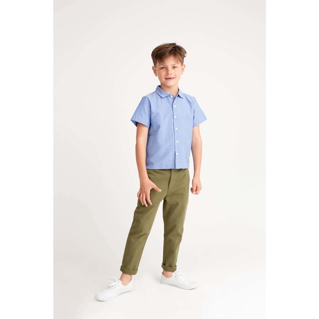 Ollie Short Sleeve Button Down, Blue Oxford - Shirts - 3