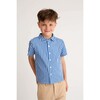 Ollie Short Sleeve Button Down, Royal Gingham - Shirts - 3