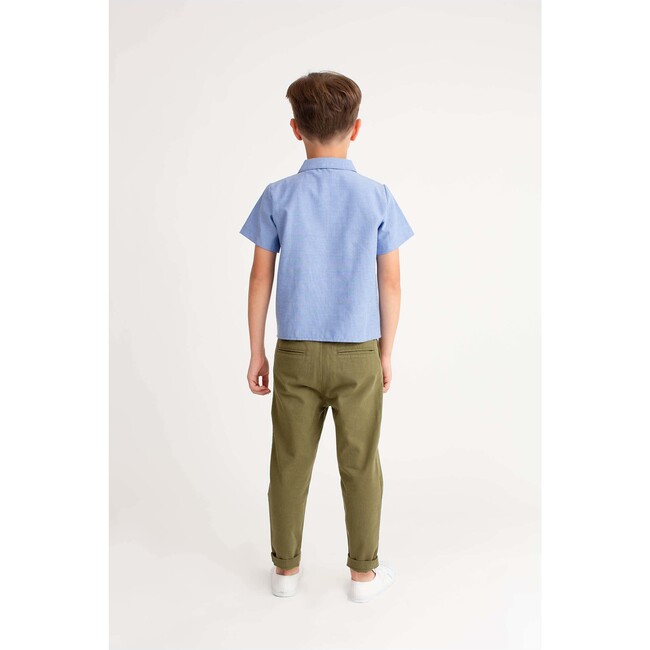Ollie Short Sleeve Button Down, Blue Oxford - Shirts - 4