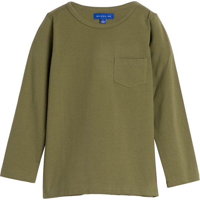 Drew Long Sleeve Pocket Tee, Green - Tees - 1
