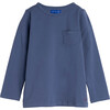 Drew Long Sleeve Pocket Tee, Blue - Tees - 1 - thumbnail